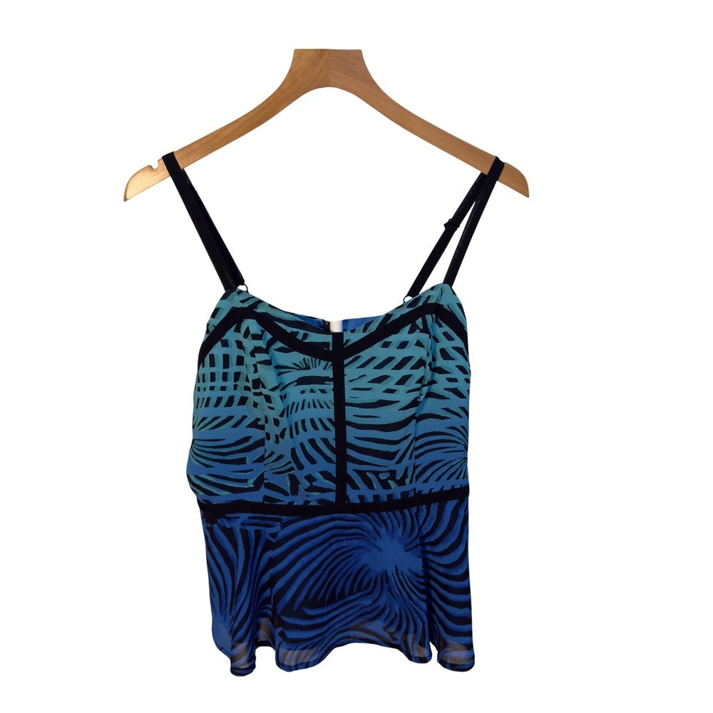 NWT Nicole‎ by Nicole Miller Blue Printed Peplum Top | Size 10 Boho Feminine